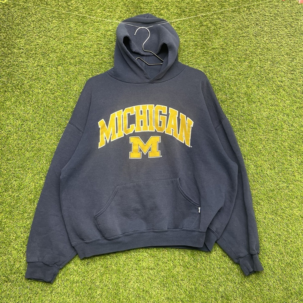 Vintage Michigan Wolverines Hoodie Mens XL Boxy Russel Athletics Y2K 90s Baggy